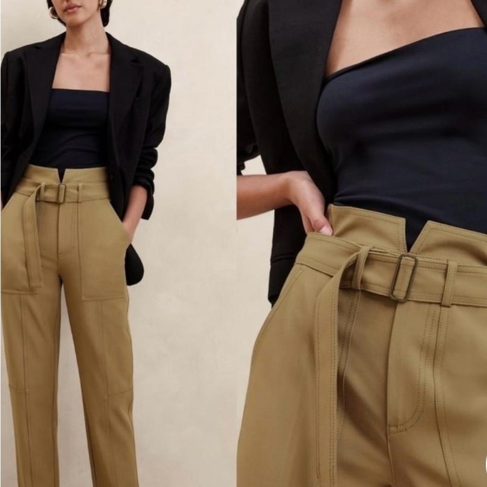 Banana Republic Women's Khaki Belted Utility Trousers
